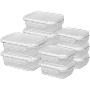 10pc Glass Food Storage Containers Set with Lids - 2 Sizes - White by Harbour Housewares