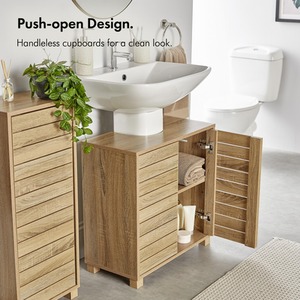 Freestanding Under Sink Bathroom Cabinet with 2 Internal Shelves - Natural by VonHaus