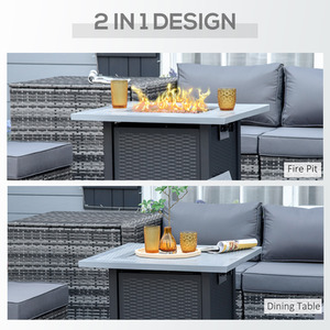 Outsunny Square Propane Gas Fire Pit Table - Black, Grey by Outsunny