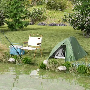 Outsunny Double Layer 1-2 Man Camping Tent, 2000mm Waterproof - Green by Outsunny