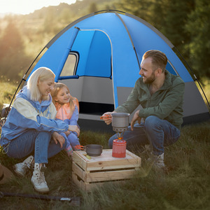 3-Person Outdoor Camping Tent - Blue by Costway