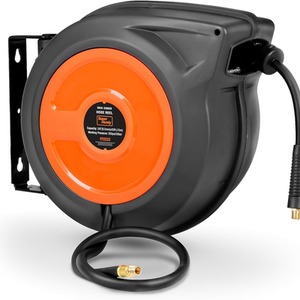 Retractable Spring Driven Air Hose Reel - Black by SuperHandy