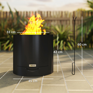 Outdoor Fire Pit with Ash Tray, Wood Burning Firepit with Fire Poker - Black by Outsunny
