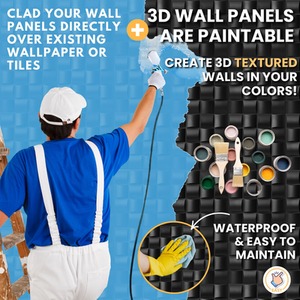 3D Wall Panels (50x50 cm) PVC Cladding Panel in Square Grid Lattice Design by NOVECRAFTO