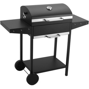 Outdoor Garden Charcoal BBQ Grill Trolley - Black by Livingandhome