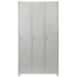 Metal Storage Lockers - Three Doors, Grey - Grey by Monstershop
