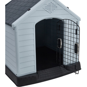 Kidkid Dog Kennel Large Plastic Pet Garden House - Black + White + Grey / 75cm by Kidkid