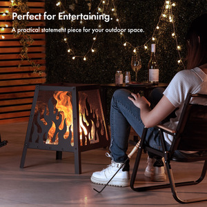 Square Small Flame Fire Pit - Black by VonHaus