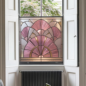 Accadia Art Deco Pink Stained Glass Window Film by Creative Printing Solutions