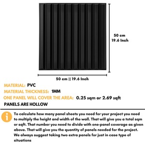 3D Wall Panels (50x50 cm) PVC Cladding Panel in 3D Fluted Line Design by NOVECRAFTO