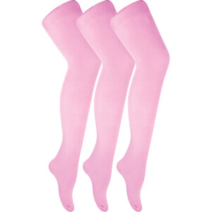 3 Pair 40 Denier Comfortable Soft Bright Pastel Coloured Tights - Pink by Sock Snob