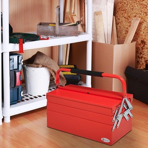 DURHAND 3 Tier Metal Tool box - Red / 34.5cm by DURHAND