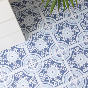 Ezra Blue Peel and Stick Vinyl Floor Tiles by Floor Pops