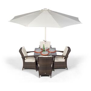 Arizona Square Rattan Patio Dining Set - Brown / 4 by Giardino