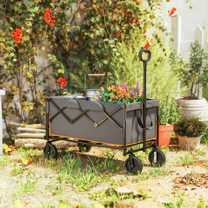 Outsunny 160L Folding Wagon w Adjustable Handle by Outsunny