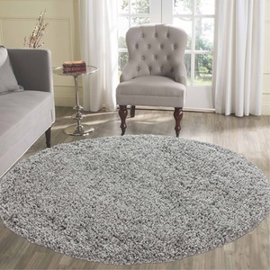 Desire Rugs Plain Living Room Fluffy Shaggy Area Rugs - Grey / 120x120 by Desire Rugs