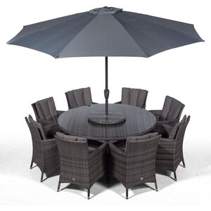 Savannah Round Rattan Patio Dining Set - Grey / 8 by Giardino