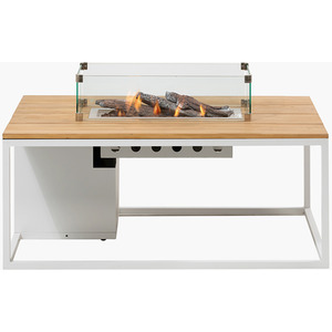 Cosiloft 120 White and Grey Garden Fire Pit Table Outdoor with Glass Fire Guard by Pacific Lifestyle