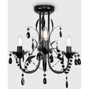 Odelia 3 Way Black Droplet Ceiling Light Chandelier - Black by ValueLights