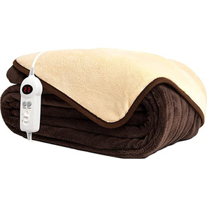 Homefront Electric Heated Throw Over Blanket in Chocolate and Cream - Chocolate & Cream by Homefront
