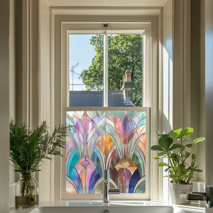 Inarzo Art Deco Stained Glass Privacy Window Film by Creative Printing