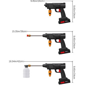 Electric Cordless Handheld Pressure Washer with 2 Batteries - Black by Livingandhome