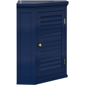 Glancy Removable Corner Wall Cabinet with Faux Louvered Door, Navy - Blue by Teamson Home
