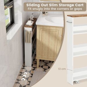 Kitchen Slim Storage Trolley - Coffee by Costway