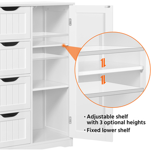 Wooden Bathroom Cabinet with Drawers and Shelf - White by Yaheetech