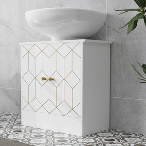 HOMCOM Bathroom Under Sink Cabinet with 2 Doors Open Compartment - White by HOMCOM