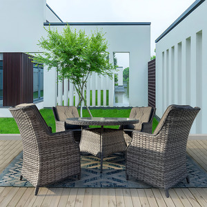 Luxury 5 Pieces Outdoor Rattan Dining Set - Grey by Furniture One