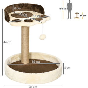 PawHut Cat Tower with Sisal Cat Scratching Post, Cat Claw Shape - Brown by PawHut