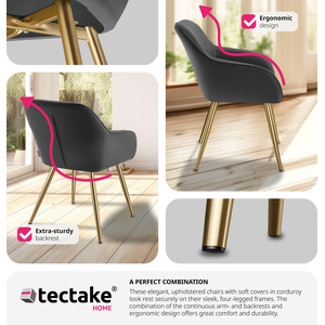 Dining Chair Scandi - Padded Boucle Cover, High Backrest by tectake