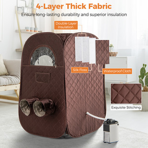 Portable Steam Sauna Tent Personal Sauna SPA - Brown by GAINOOM