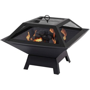 Hortus Metal Square Firepit BBQ - Black by Alivio