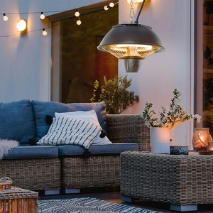 600W Halogen Ceiling Patio Heater - Black