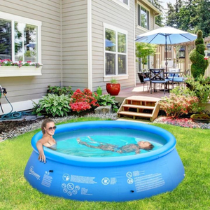 Family Sized Inflatable Pool with Hand Pump - Blue by Furnico Living Ltd