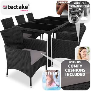Rattan Garden Furniture Set 81 With Protective Cover - Black/Grey by tectake