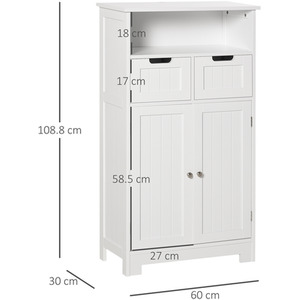 Kleankin Bathroom Floor Cabinet Free Standing Storage Cupboard - White by Kleankin