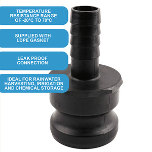 Camlock Adapter (2 inch) x (1 inch) Hose Tail - Black by DNA PACKAGING LTD