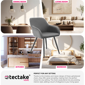 Dining Chair Scandi - Padded Boucle Cover, High Backrest by tectake