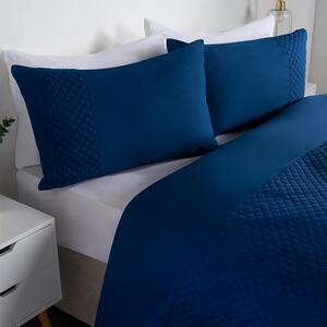 Filled Pinsonic Panel Duvet Cover Set - Navy / King by OHS