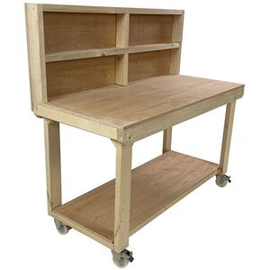Eucalyptus Top Workbench With Back Panel And Wheels by Arbor Garden Solutions