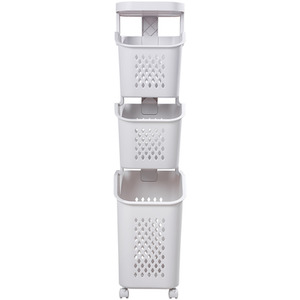 Multi Tier Laundry Baskets with Wheels and Rack - White / 99cm by lifeideas