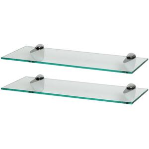 Floating Glass Bathroom Wall Shelves - 50cm - Chrome / 2 by Harbour Housewares