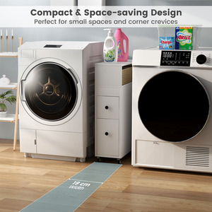 Movable Bathroom Storage Cabinet - White by Costway