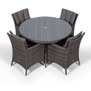 Savannah Round Rattan Patio Dining Set - Grey / 4 by Giardino