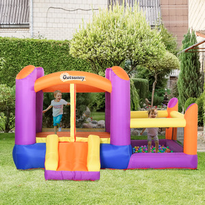 Outsunny Kids Bounce Castle 3 in 1 Trampoline Slide - Purple by Outsunny