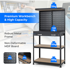 Workbench with Pegboard - Blue by Costway