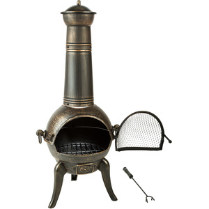 Cast Iron Fire Pit with Chimney - Grey by tectake